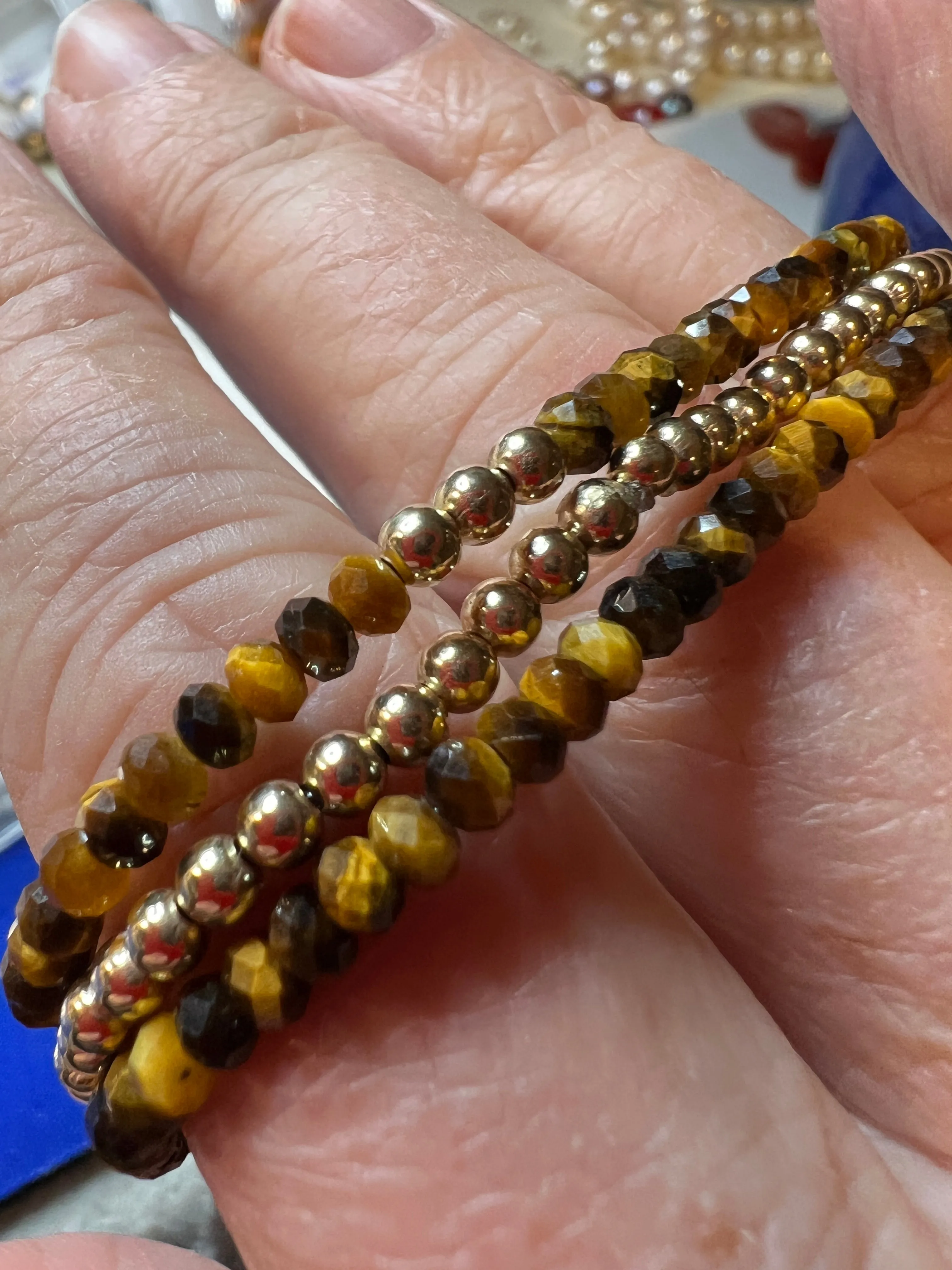 Tigers Eye & Golden Ball Bracelets