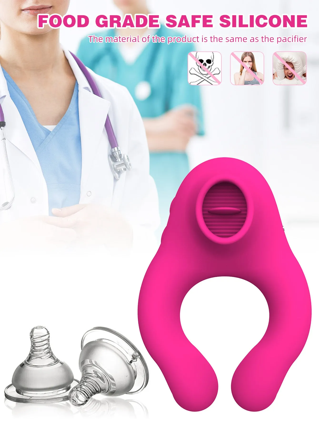 Tongue Licking Vibrator - Penis Cock Ring Male Scrotum Clit Sucking Couple Sex Toys