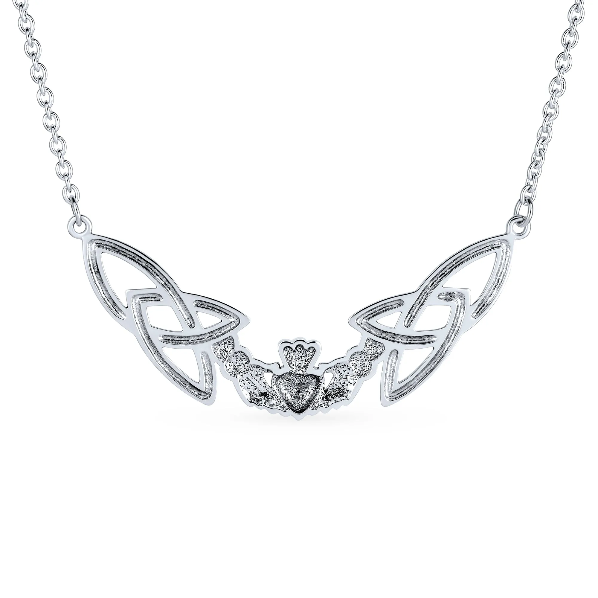 Traditional Irish Celtic Trinity Collar Necklace in Sterling Silver