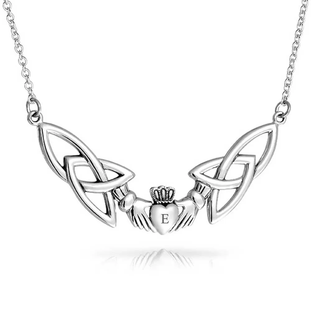 Traditional Irish Celtic Trinity Collar Necklace in Sterling Silver