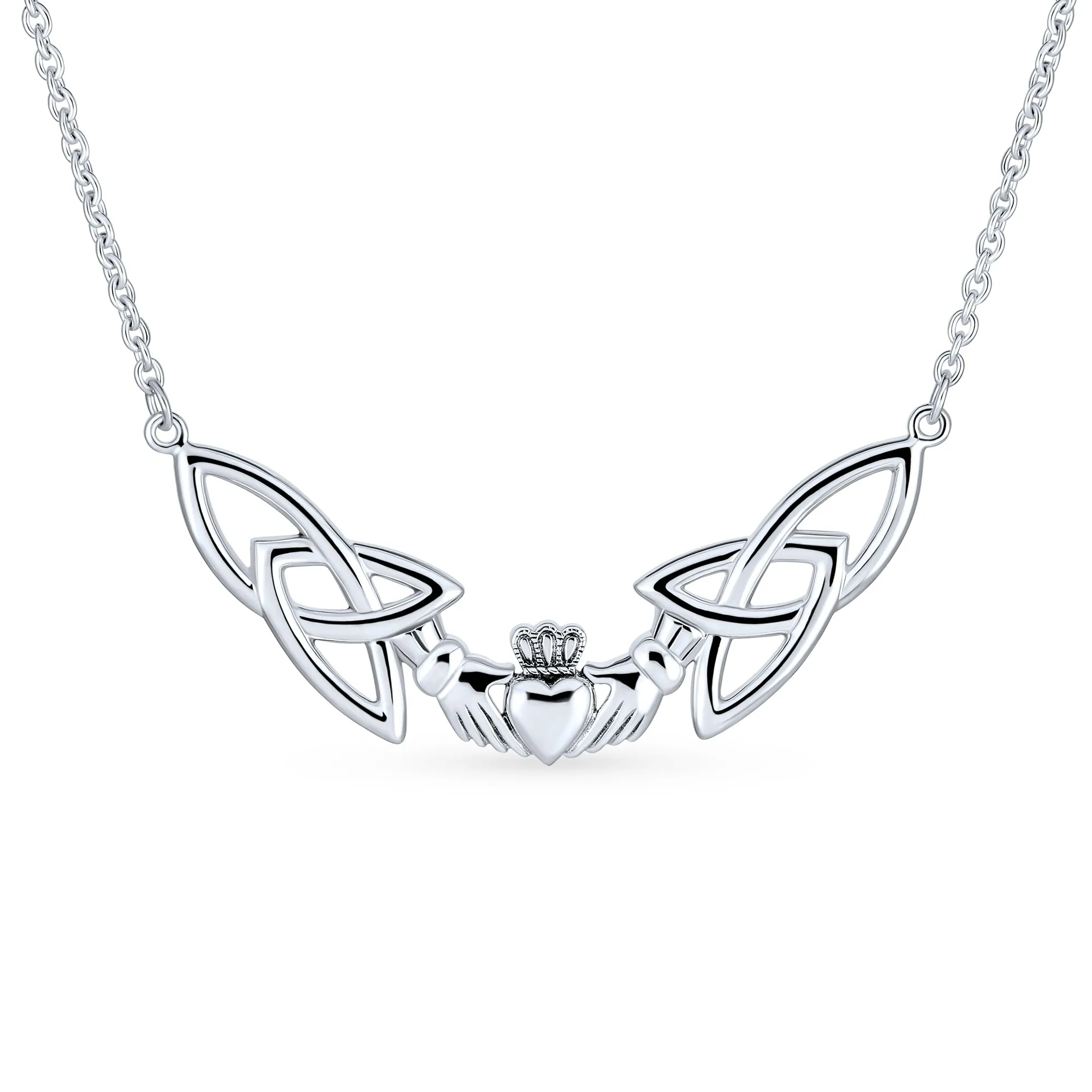 Traditional Irish Celtic Trinity Collar Necklace in Sterling Silver