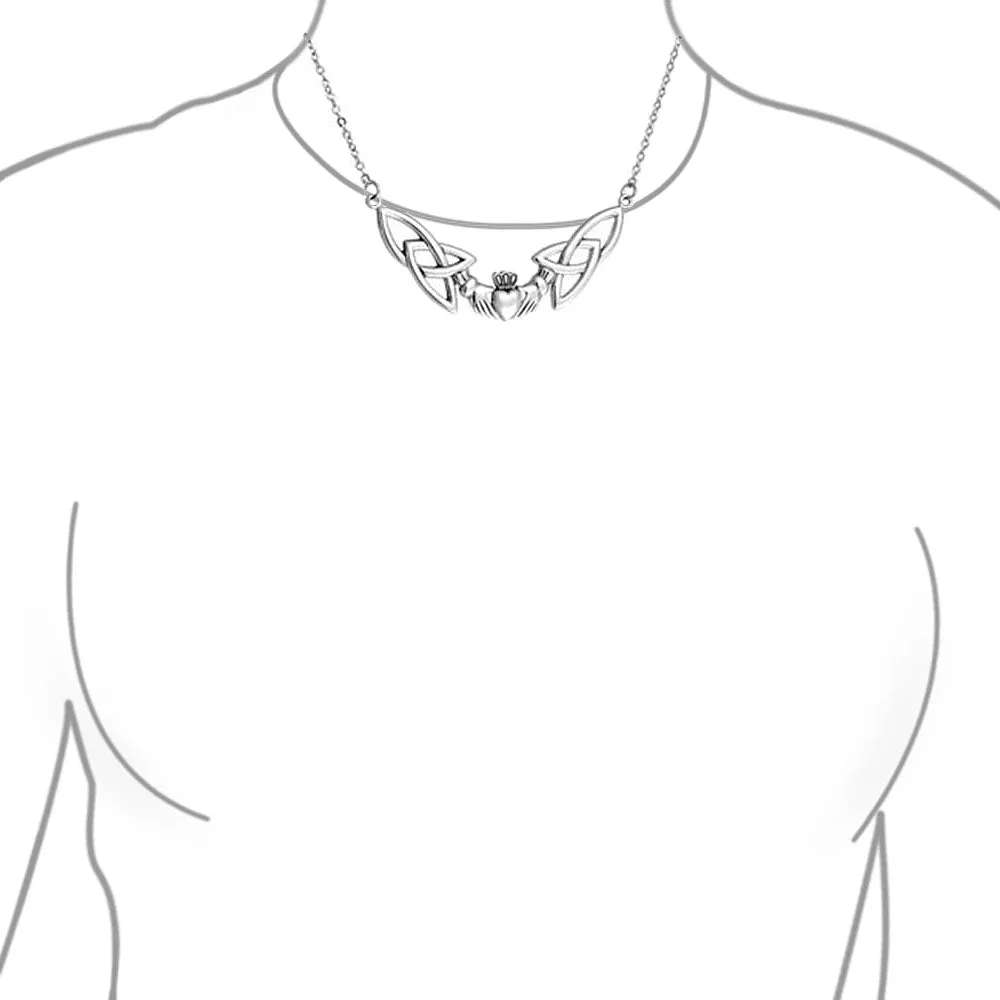 Traditional Irish Celtic Trinity Collar Necklace in Sterling Silver