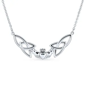 Traditional Irish Celtic Trinity Collar Necklace in Sterling Silver