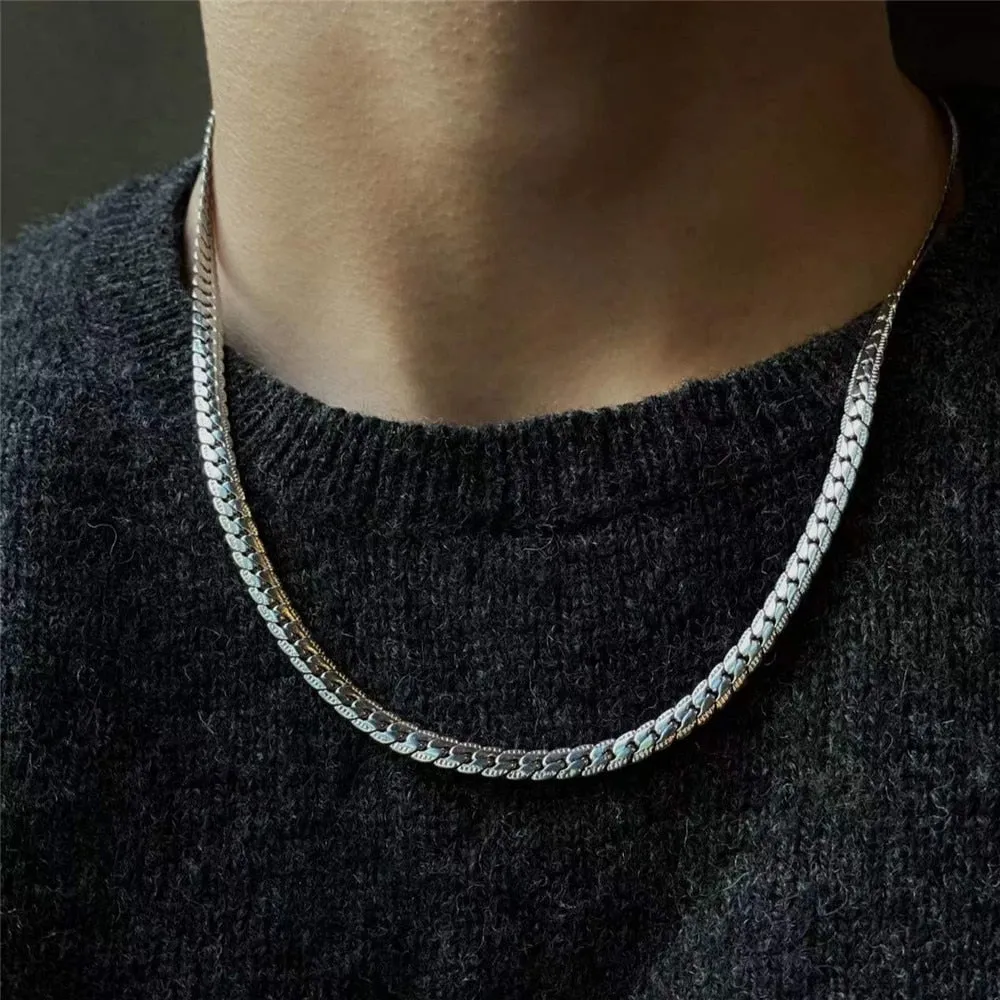Trendy Stainless stee Double layer Long Chain Necklace Simple Minimalist