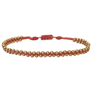 TRENZA HANDWOVEN BRACELET IN GOLD & PINK