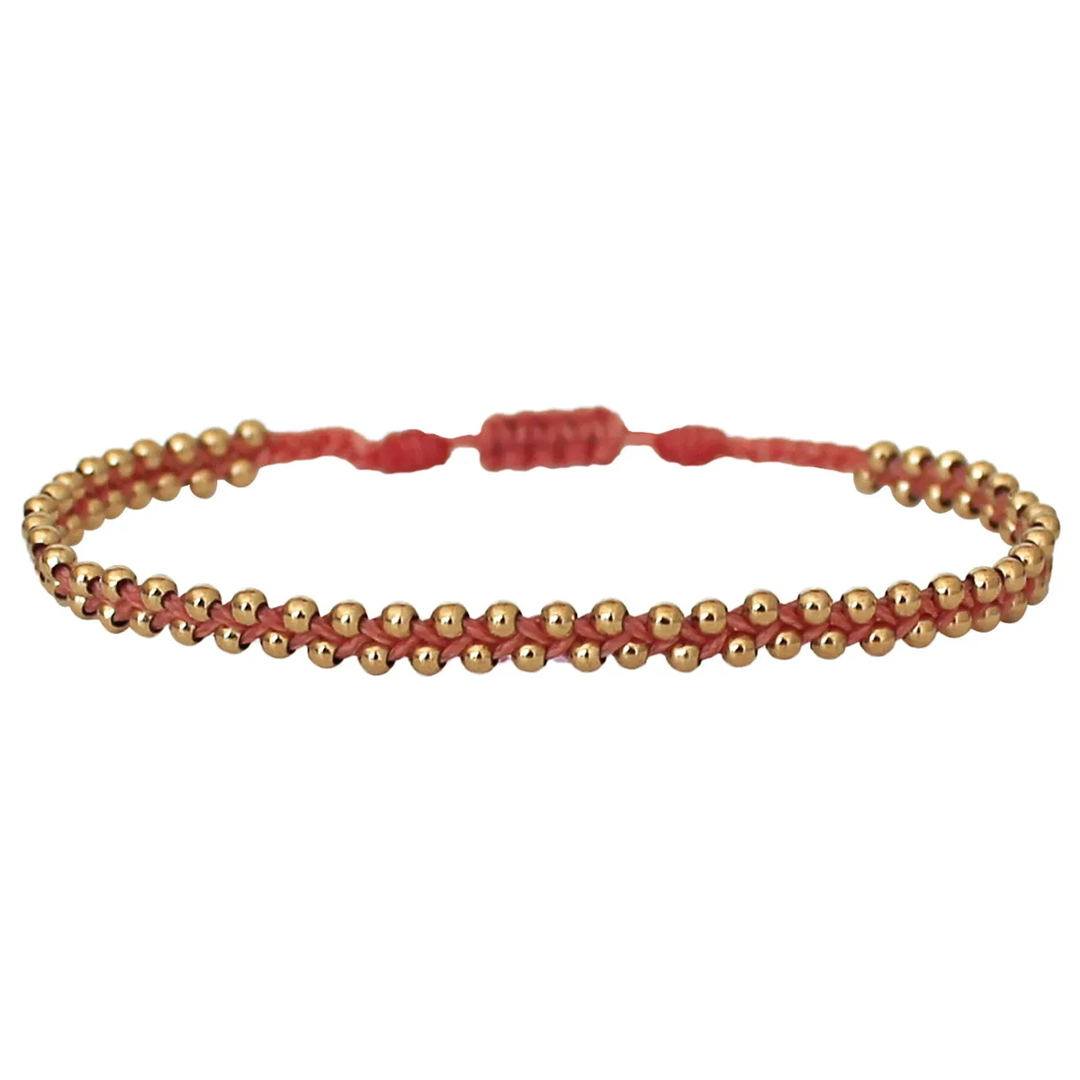 TRENZA HANDWOVEN BRACELET IN GOLD & PINK