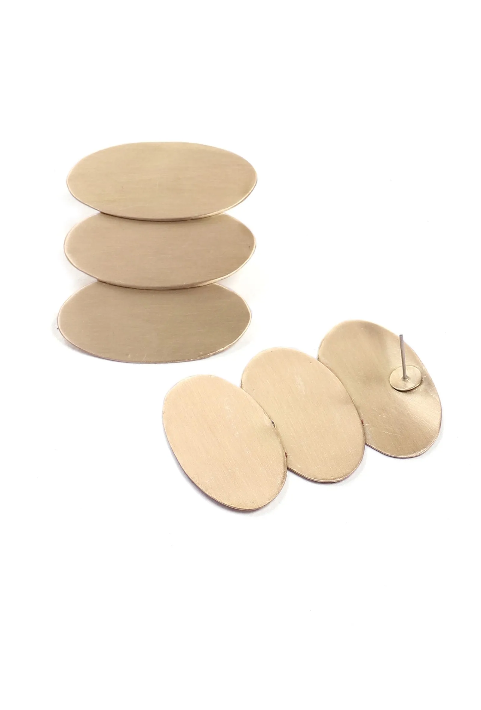 Trio Oval Brass Earrings