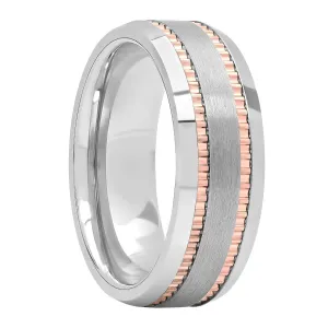 Tungsten Rose Ip Milgrain Fashion Band, 8mm