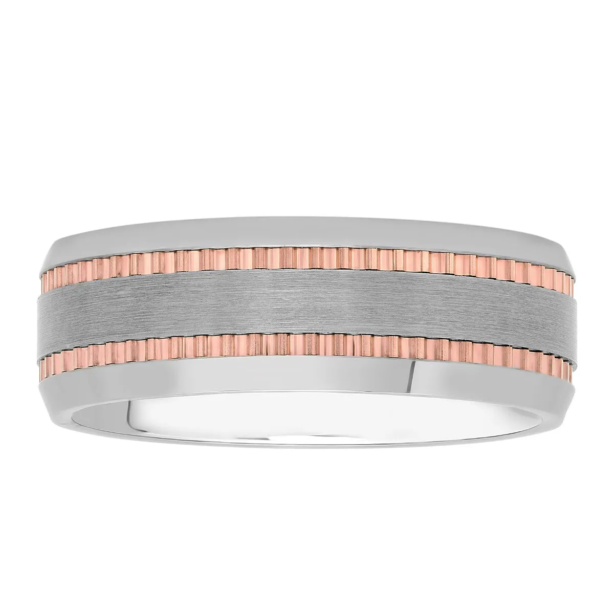 Tungsten Rose Ip Milgrain Fashion Band, 8mm