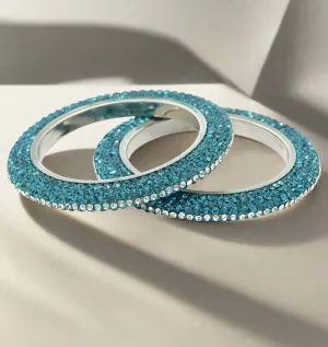Turquoise Maroon Ornate Crystal Bangle Set