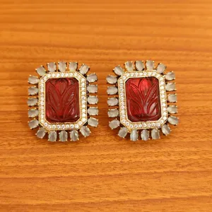 UNCUT SHAPE RUBY SEMI PRECIOUS EARRINGS