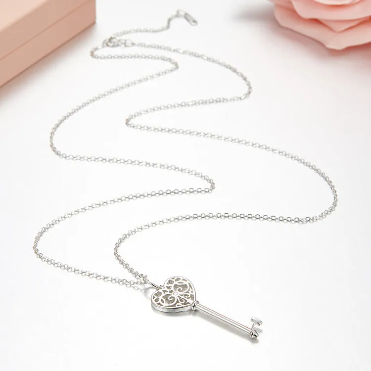 Unlock Happiness Heart Key Pendant Necklace