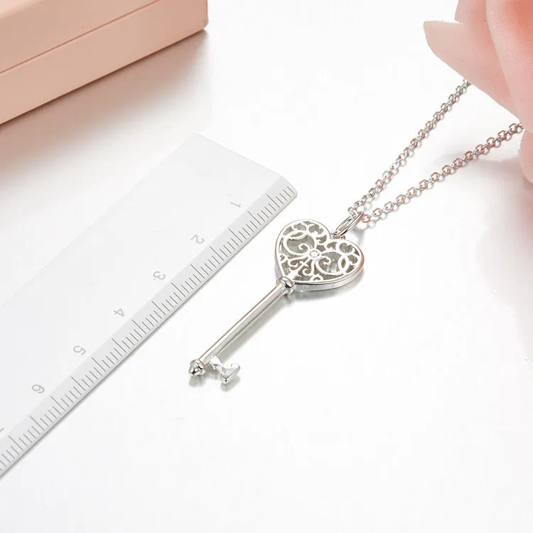 Unlock Happiness Heart Key Pendant Necklace