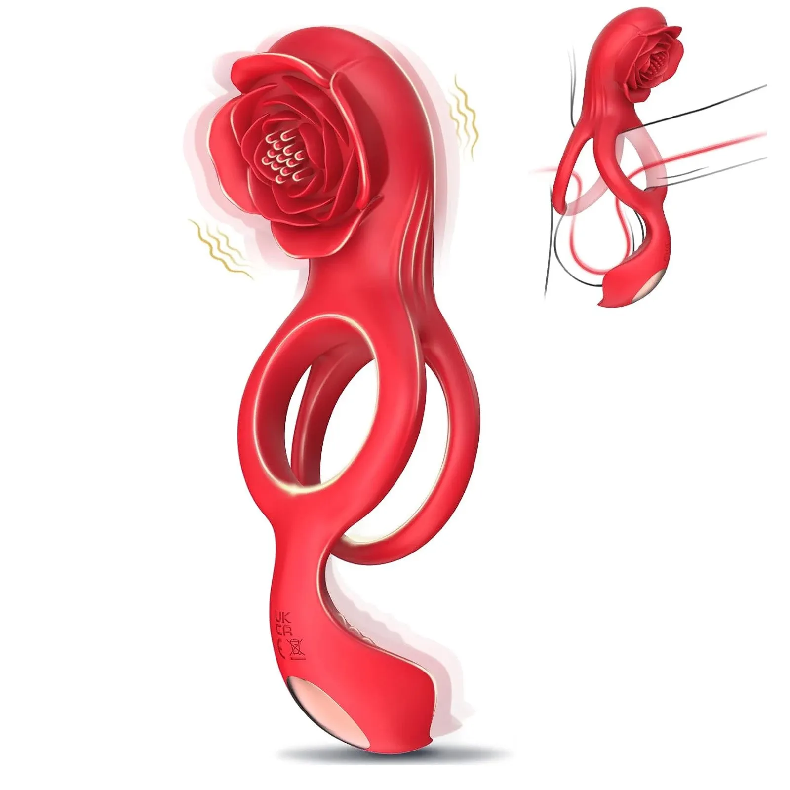 Vibrating Rose Cock Ring With Clit Stimulators APP Controls