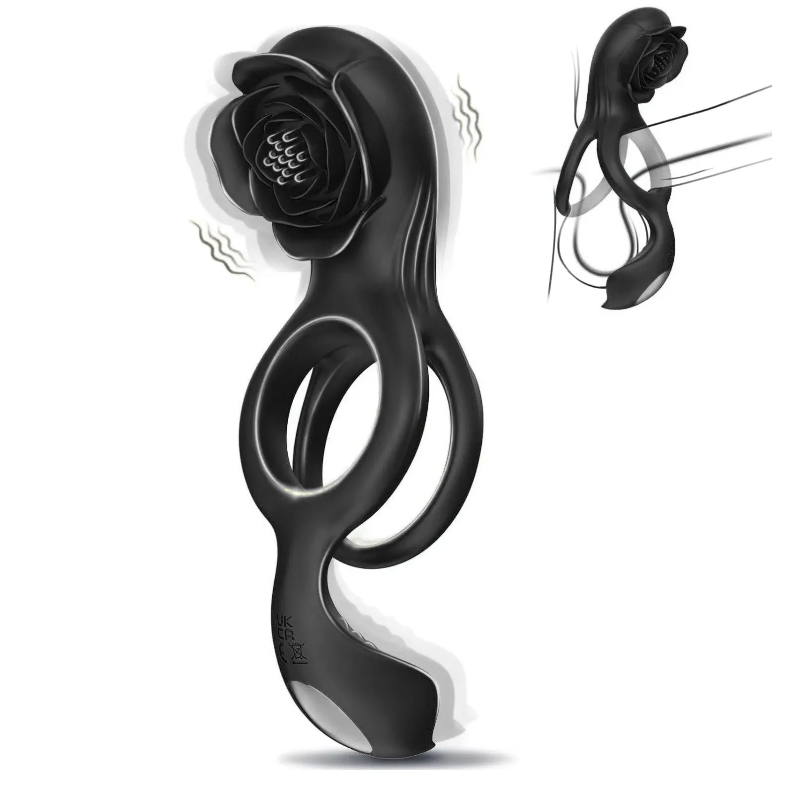 Vibrating Rose Cock Ring With Clit Stimulators APP Controls