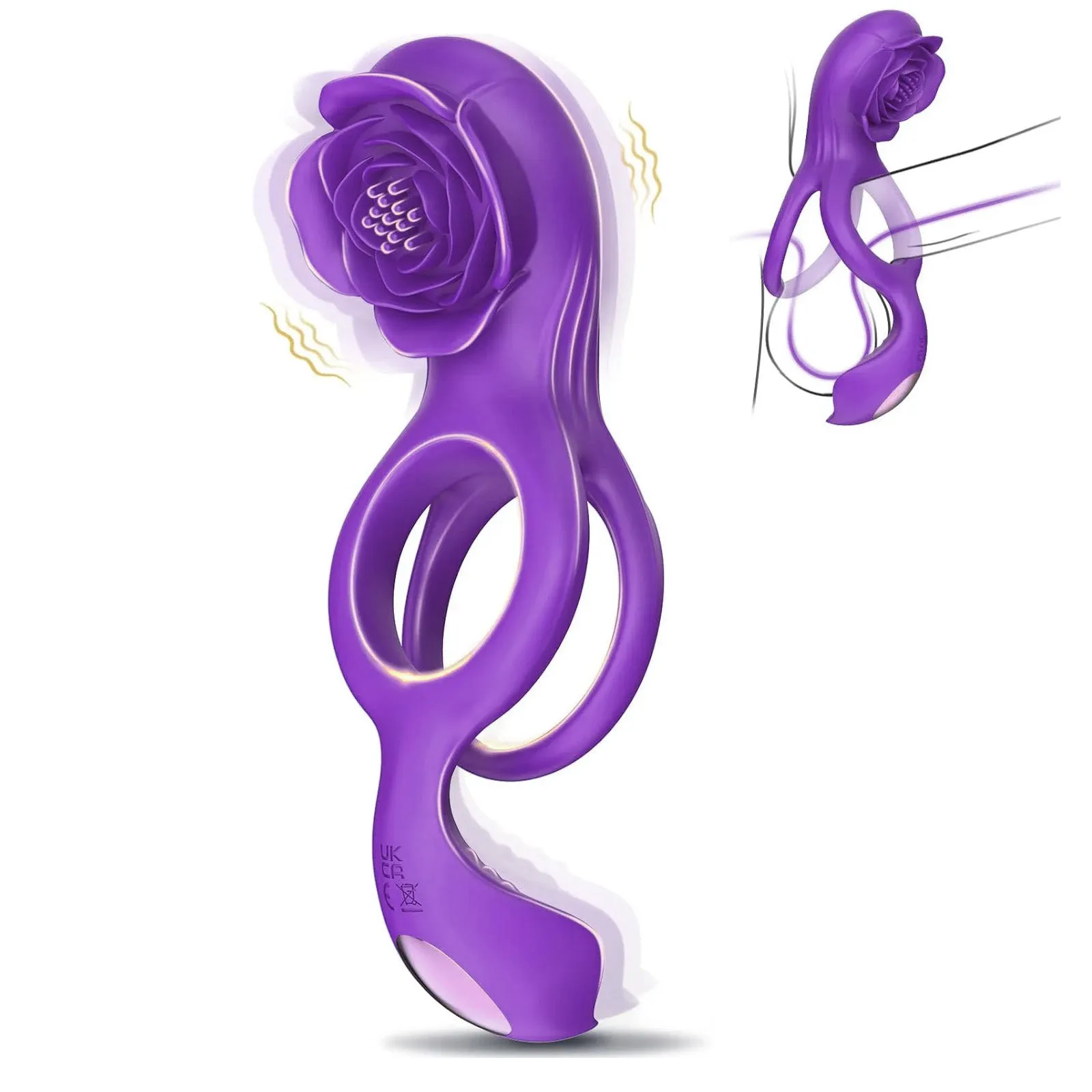 Vibrating Rose Cock Ring With Clit Stimulators APP Controls