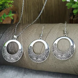 Vintage Carved Zinc Alloy Jewelry Set for Daily Wear  Parties