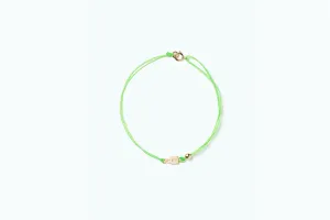 Vitamin Gold Cord Anklet Neon Green Lock (14K)