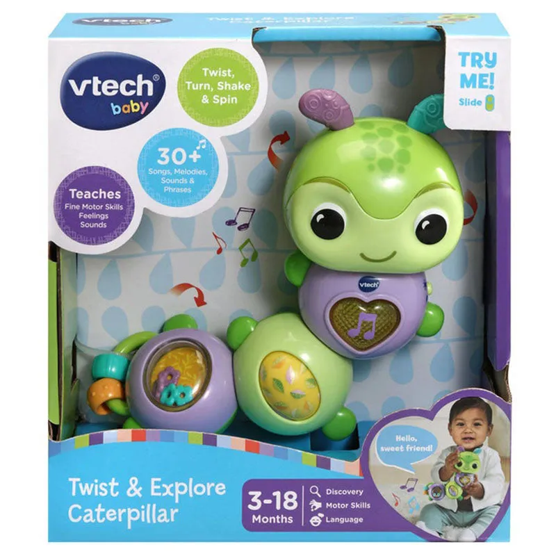 Vtech Twist & Explore Caterpillar Rattle Green Age-3 Months & Above