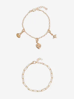 Westside Accessories Gold DIY Multi-Charms Bracelet Set - Pack of 2