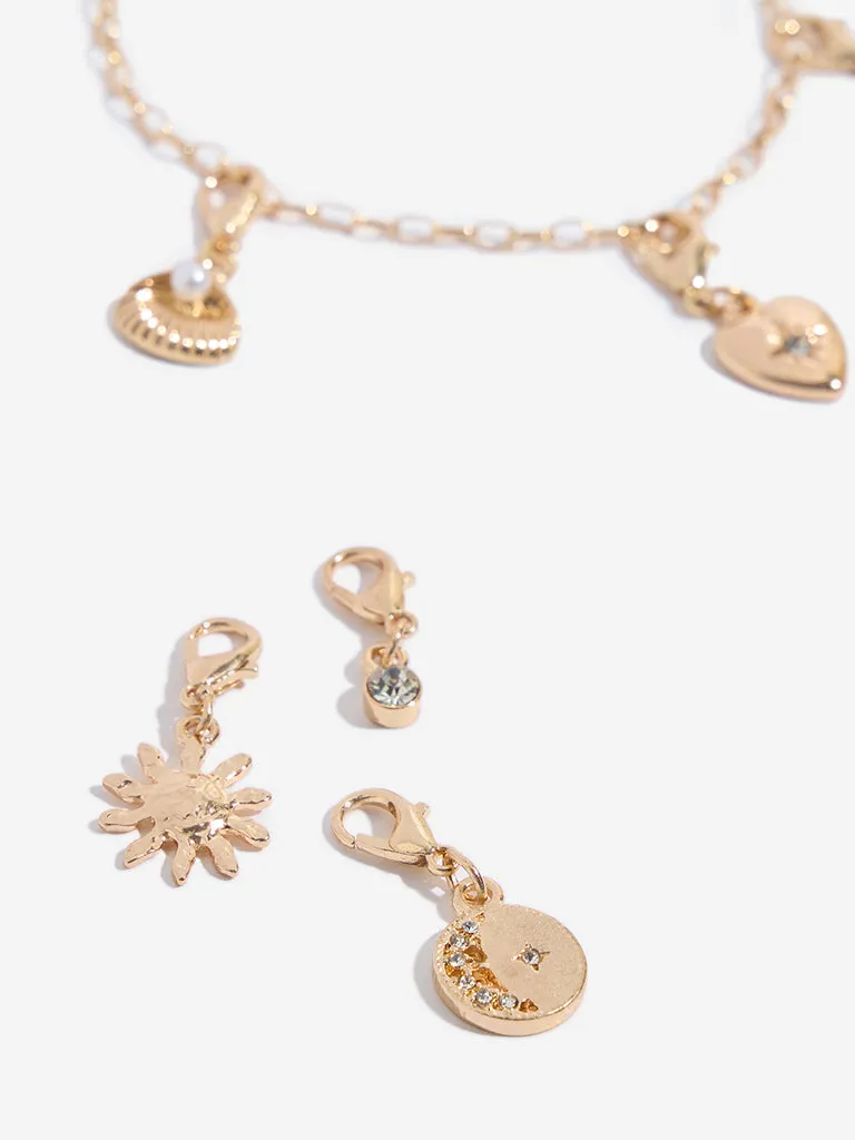 Westside Accessories Gold DIY Multi-Charms Bracelet Set - Pack of 2