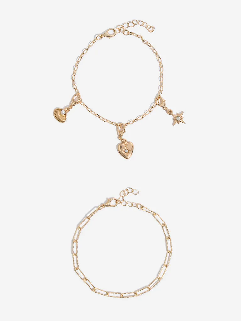 Westside Accessories Gold DIY Multi-Charms Bracelet Set - Pack of 2