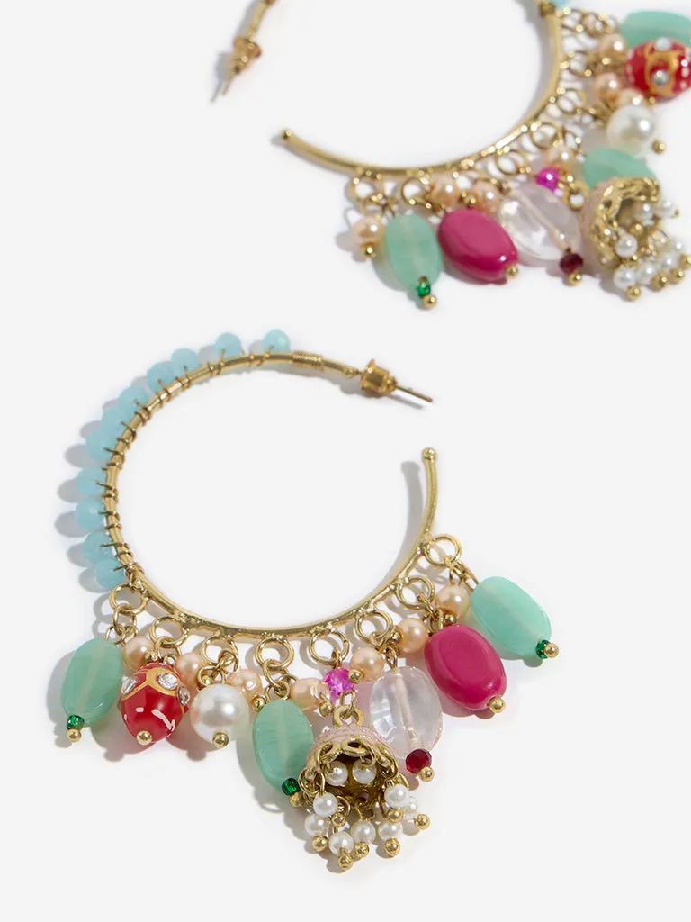 Westside Accessories Multicolour Beaded Half Hoop Earrings