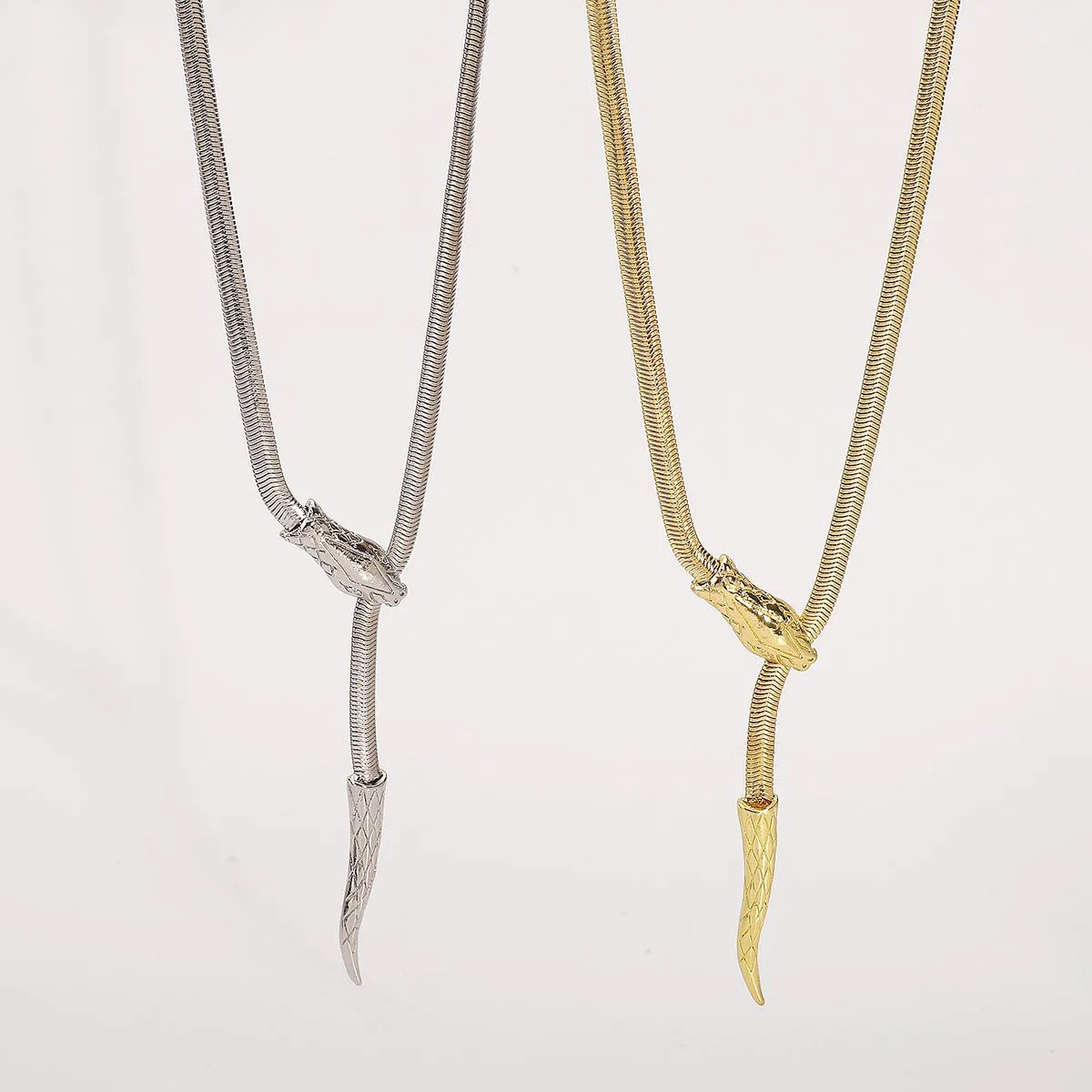 Wholesale Simple Long Snake Bone Chain Pull-out Necklace