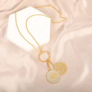Wholesale Simple Round Engraved Symbol Necklace Clavicle Chain
