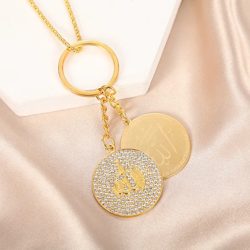 Wholesale Simple Round Engraved Symbol Necklace Clavicle Chain