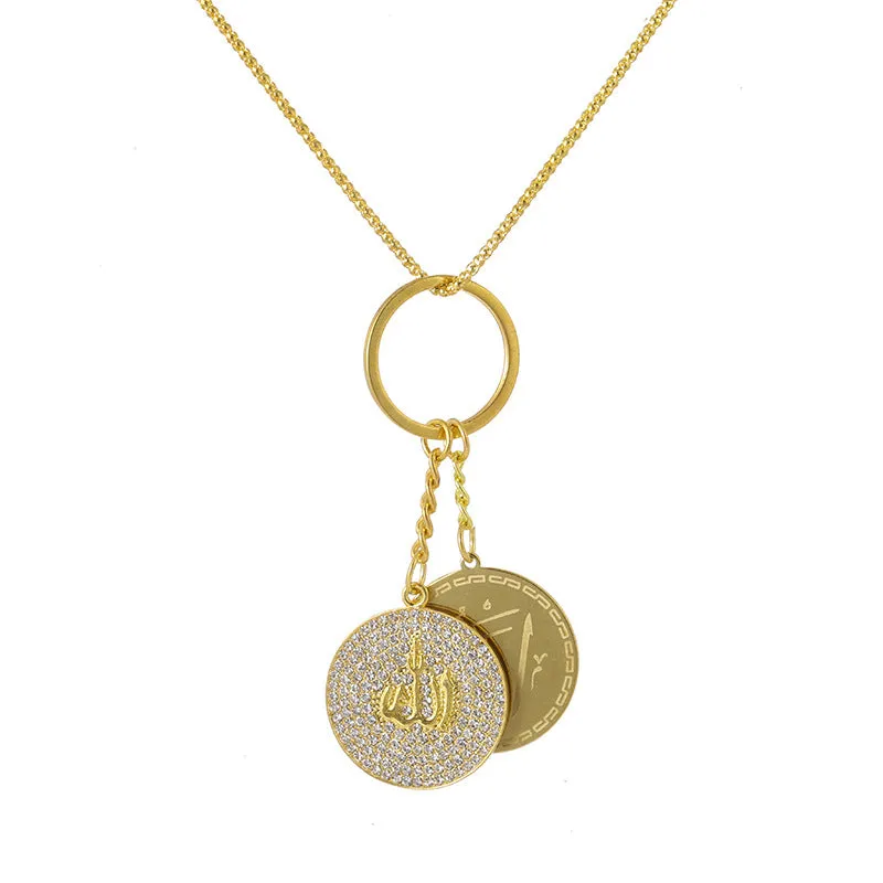 Wholesale Simple Round Engraved Symbol Necklace Clavicle Chain