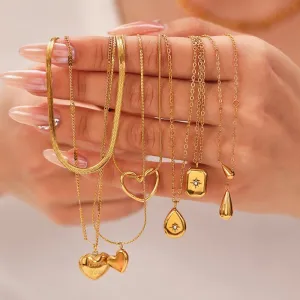Wholesale Simple Style Special-shaped Heart Drop Zircon Lava Necklaces