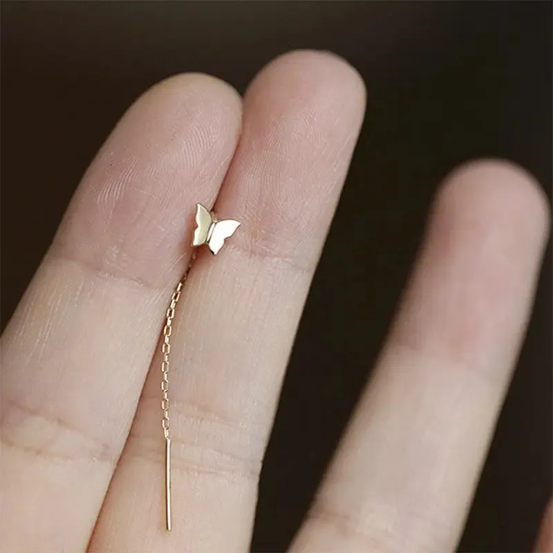 Women Minimalist Long Tassel Threader Stud Earrings