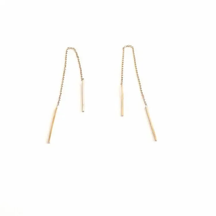 Women Minimalist Long Tassel Threader Stud Earrings