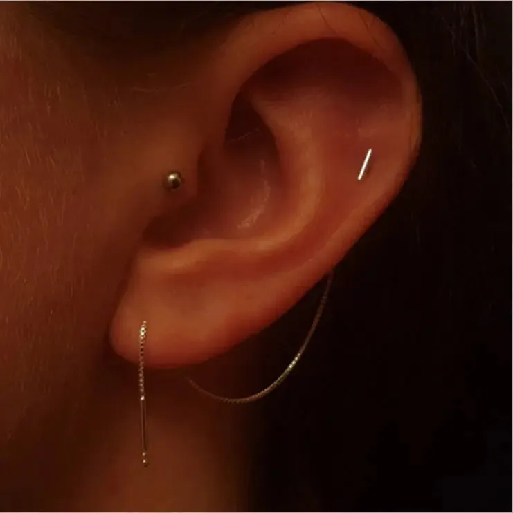 Women Minimalist Long Tassel Threader Stud Earrings