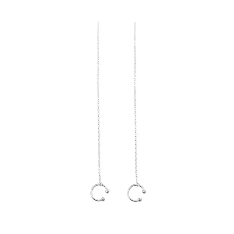 Women Minimalist Long Tassel Threader Stud Earrings