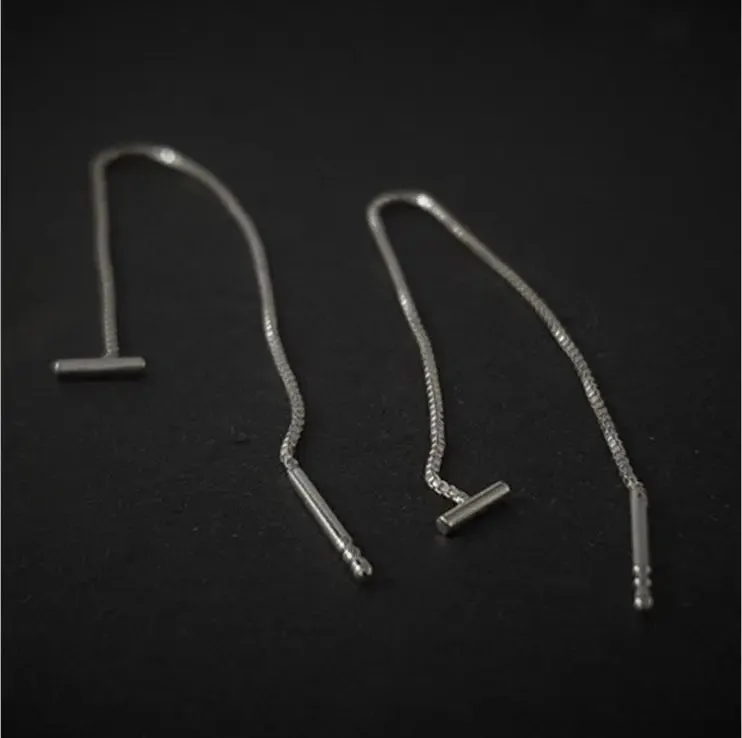 Women Minimalist Long Tassel Threader Stud Earrings