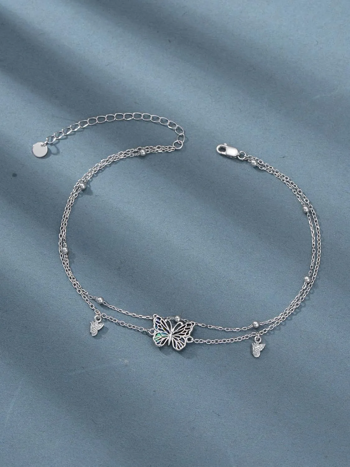 Womens Anklet Sterling Silver Layered Chain Anklets Adjustable Foot Jewelry Gifts for Women 9 2 inch