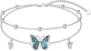 Womens Anklet Sterling Silver Layered Chain Anklets Adjustable Foot Jewelry Gifts for Women 9 2 inch
