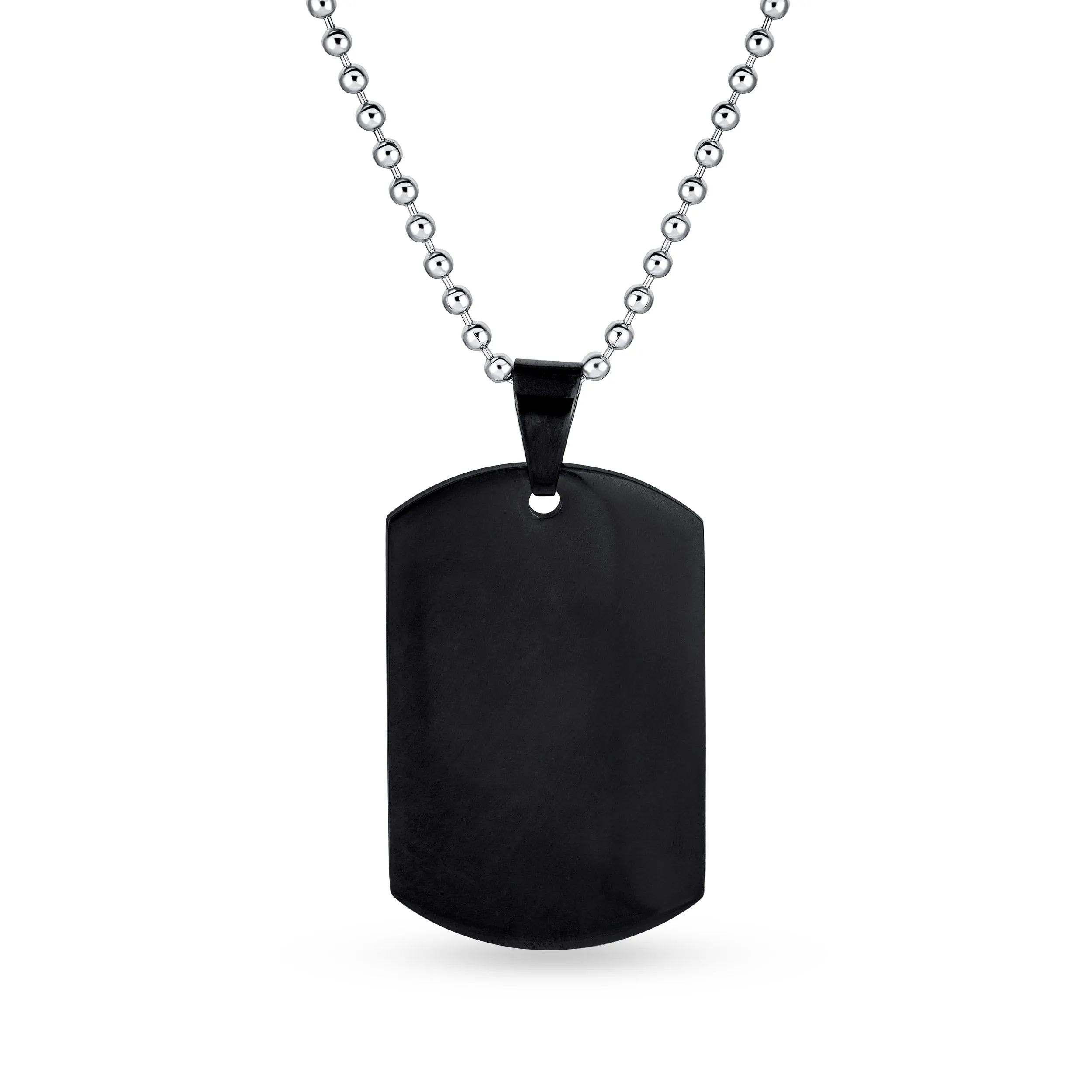 X-Large Men's Military Dog Tag Pendant Necklace Black Gold Silver 24" Chain