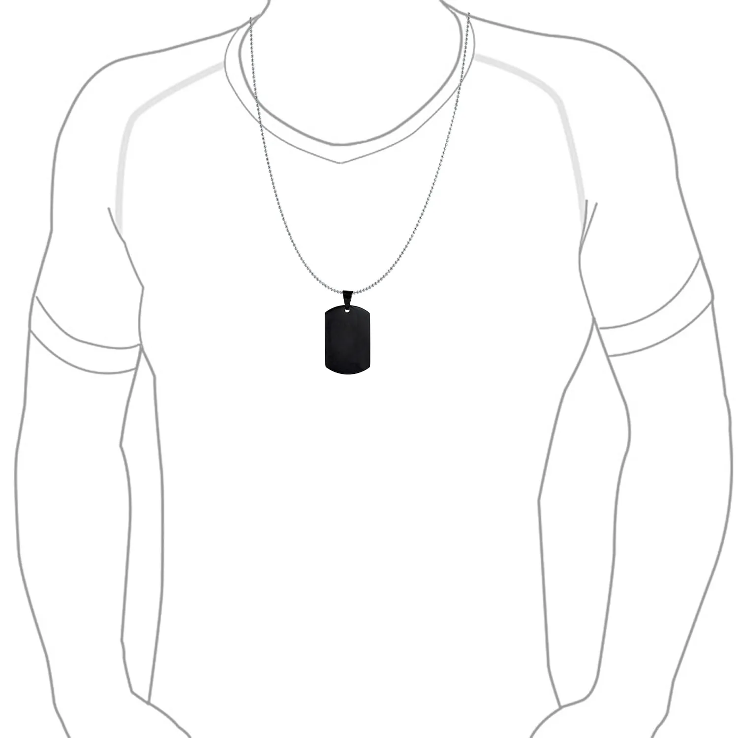 X-Large Men's Military Dog Tag Pendant Necklace Black Gold Silver 24" Chain