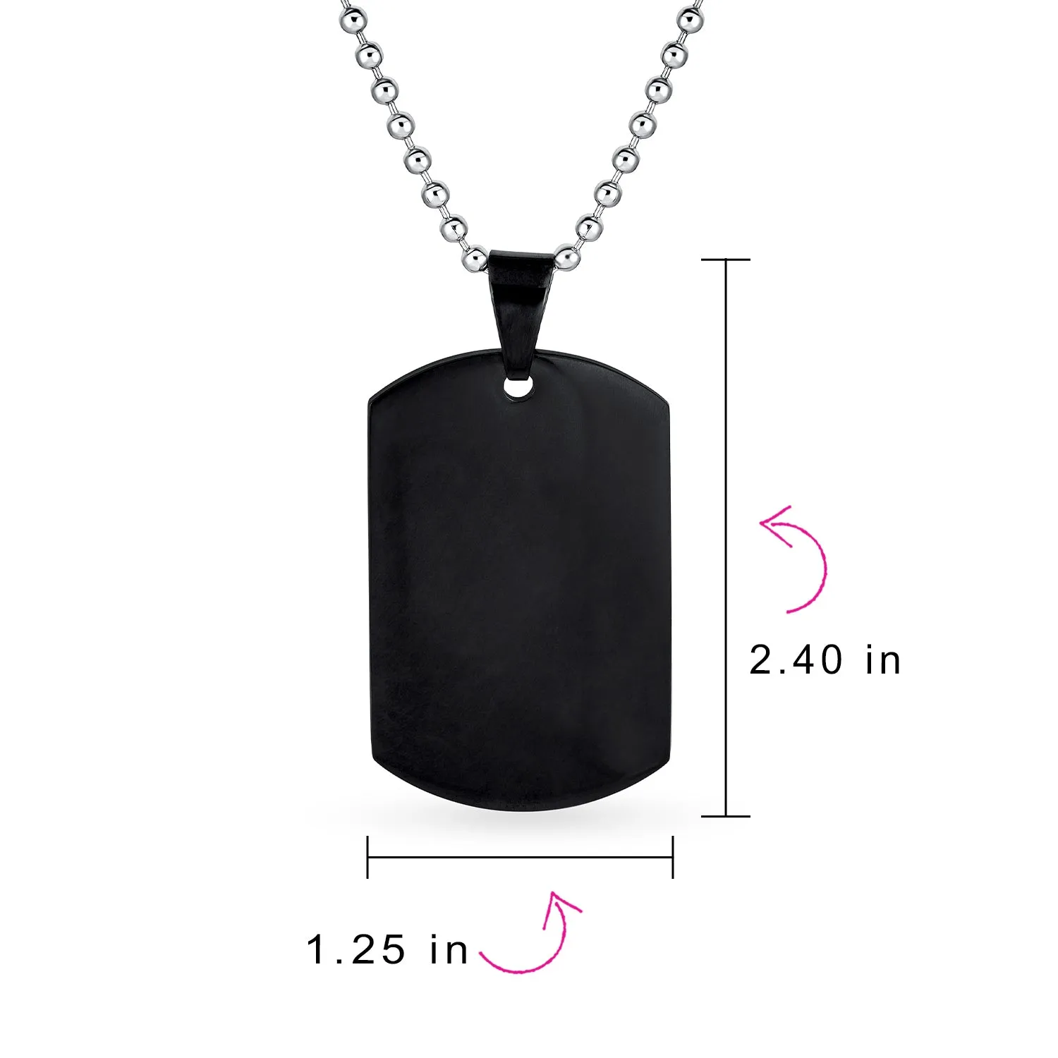 X-Large Men's Military Dog Tag Pendant Necklace Black Gold Silver 24" Chain