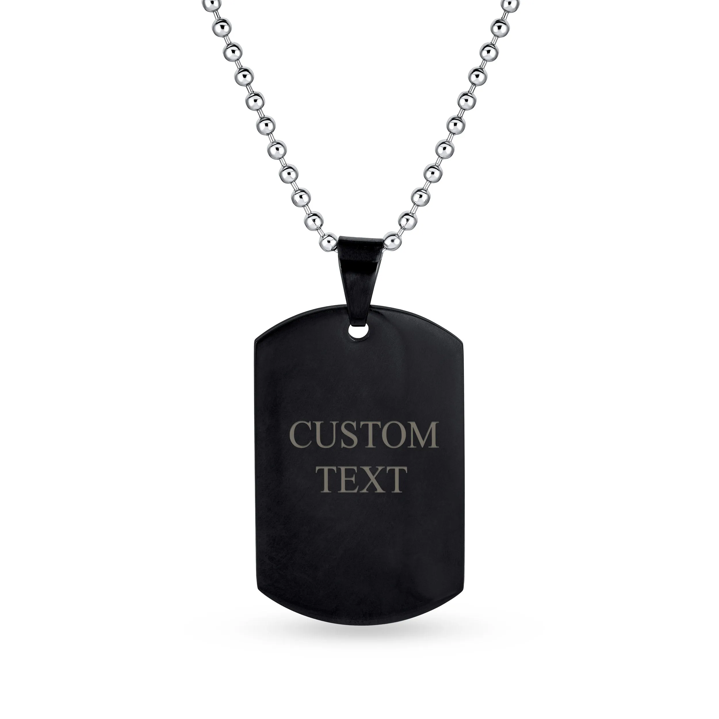 X-Large Men's Military Dog Tag Pendant Necklace Black Gold Silver 24" Chain