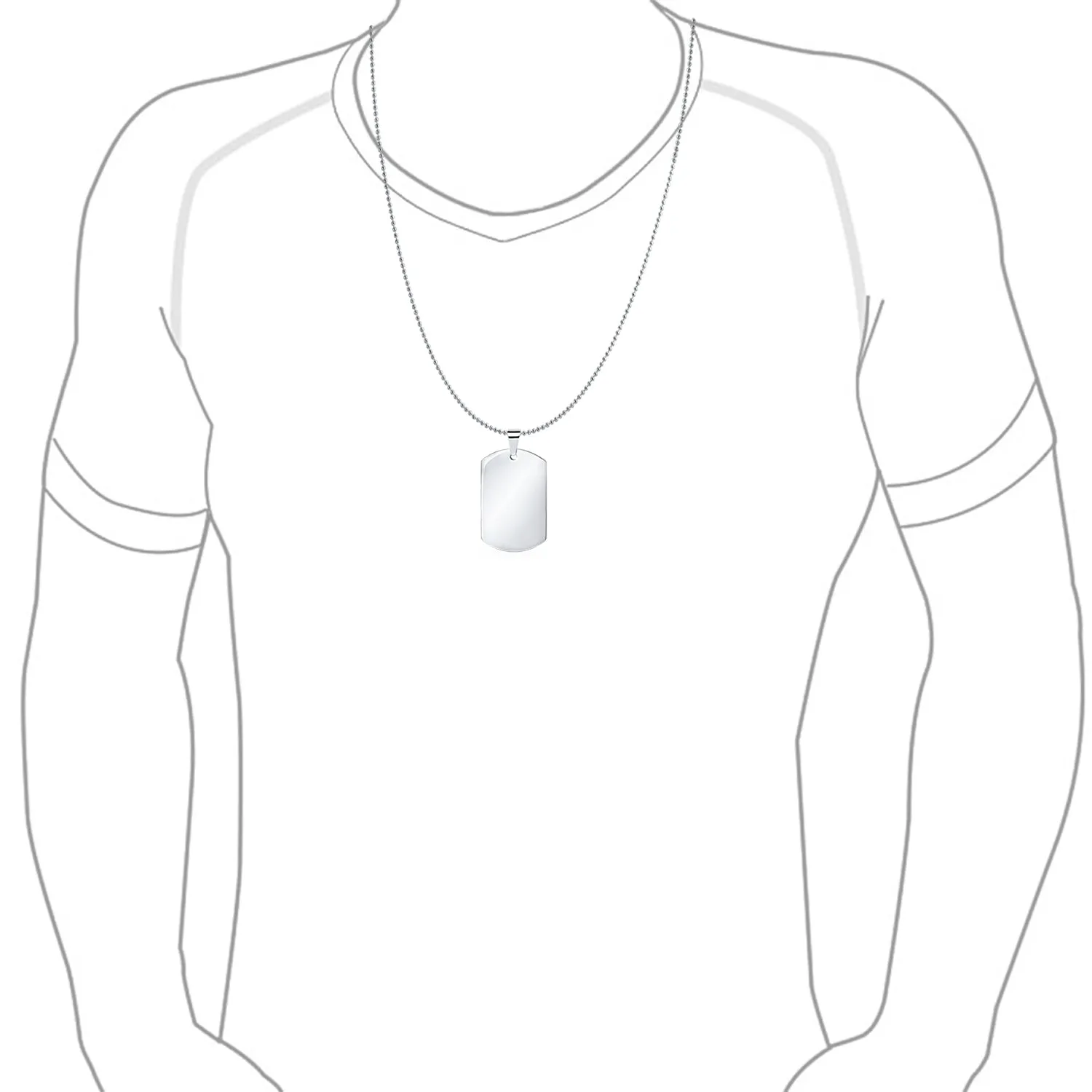 X-Large Men's Military Dog Tag Pendant Necklace Black Gold Silver 24" Chain