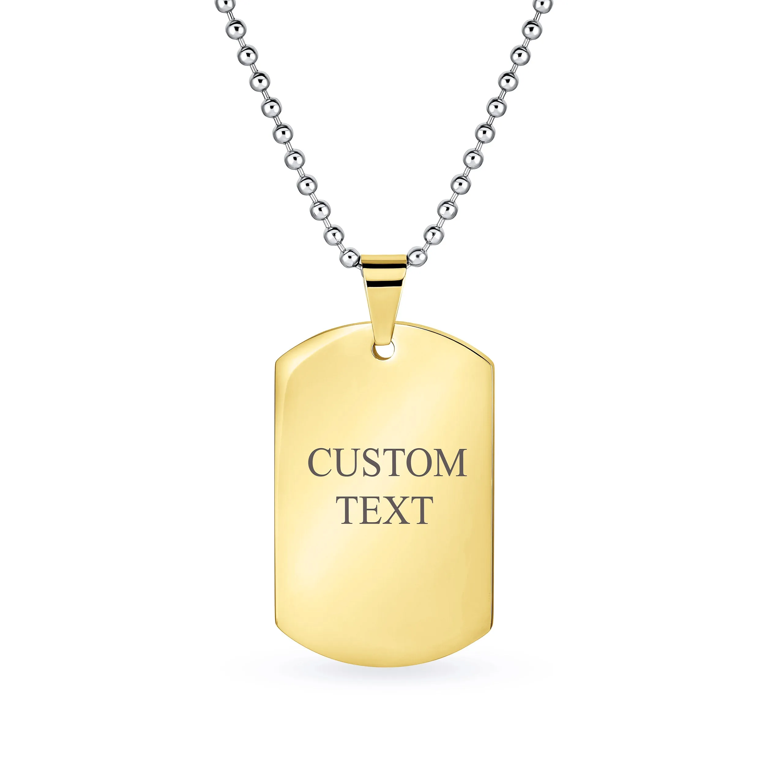 X-Large Men's Military Dog Tag Pendant Necklace Black Gold Silver 24" Chain