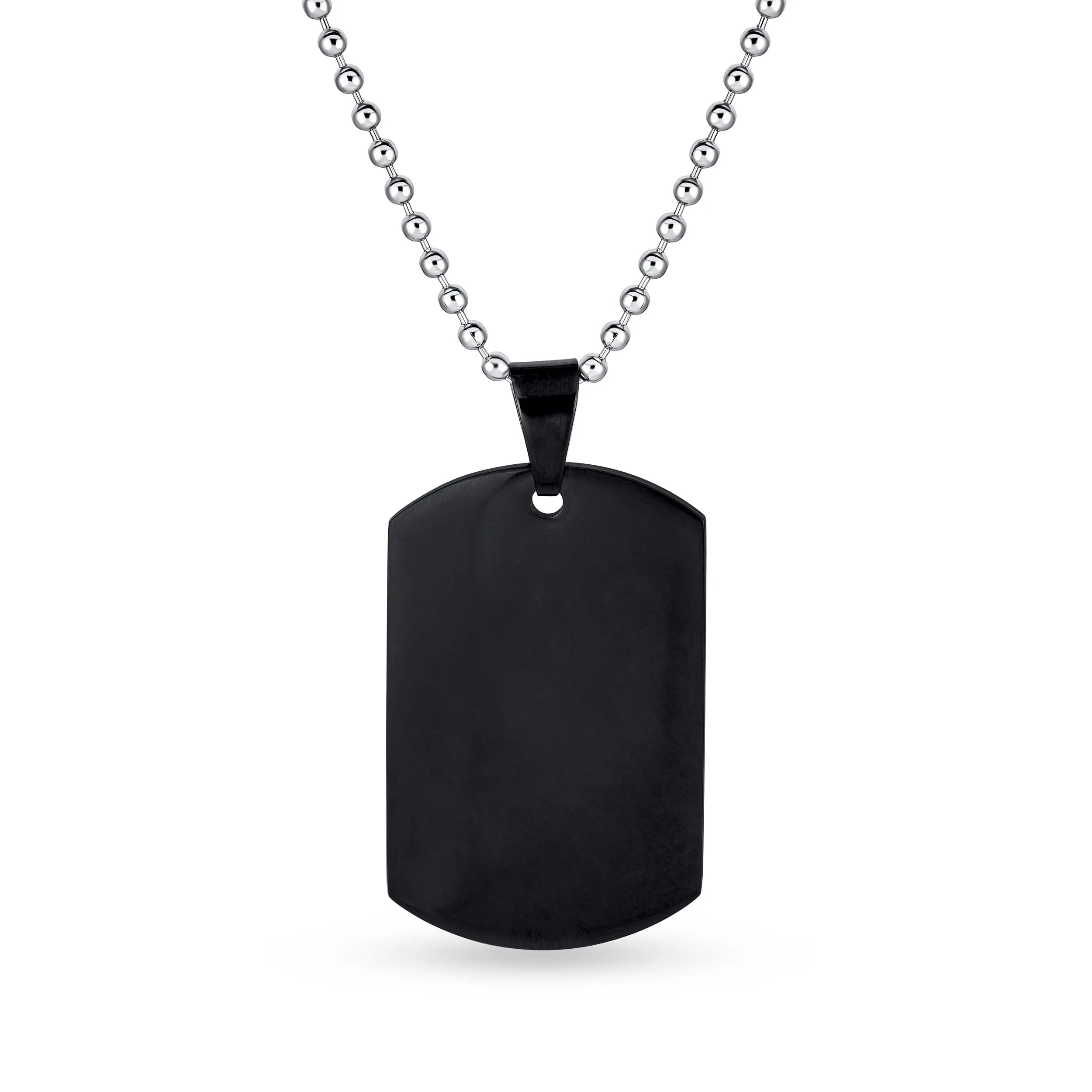 X-Large Men's Military Dog Tag Pendant Necklace Black Gold Silver 24" Chain