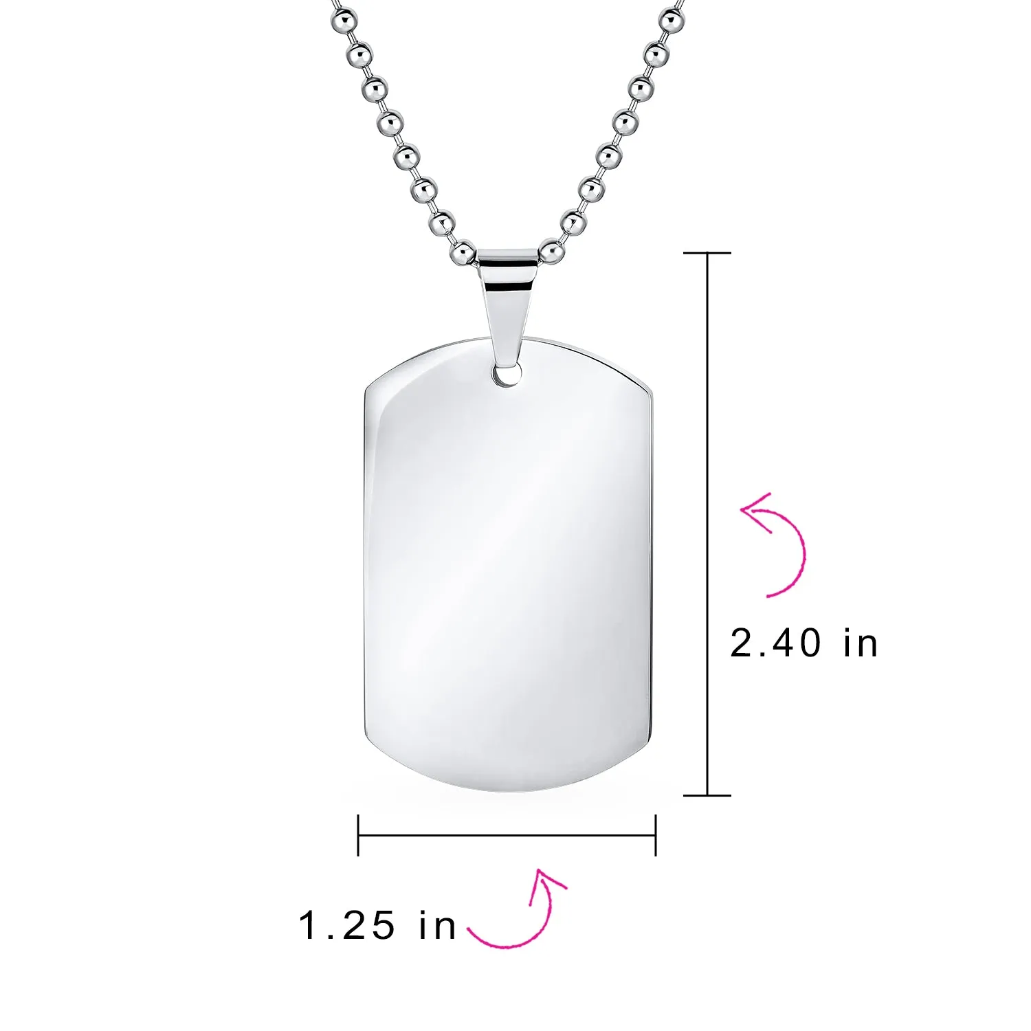 X-Large Men's Military Dog Tag Pendant Necklace Black Gold Silver 24" Chain