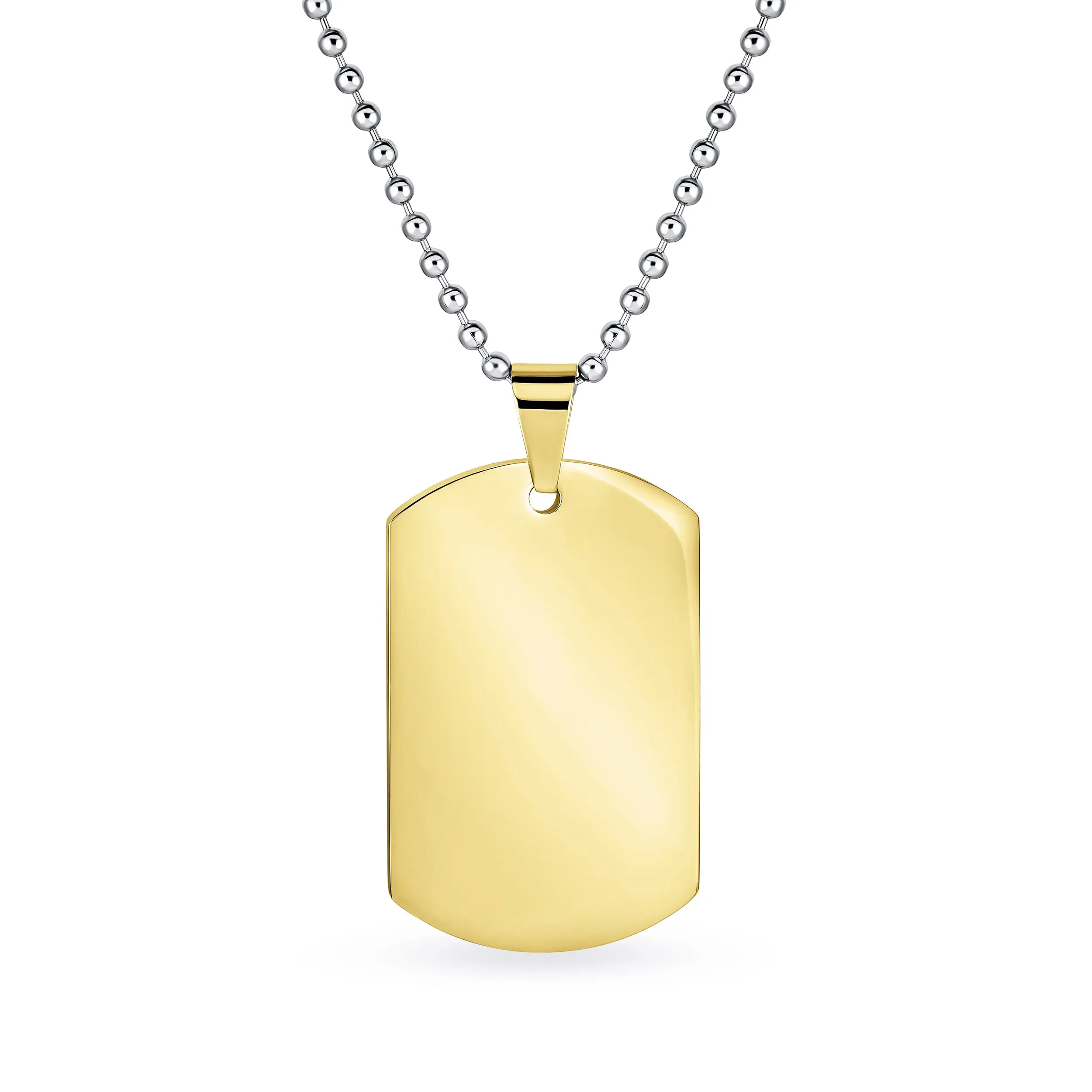 X-Large Men's Military Dog Tag Pendant Necklace Black Gold Silver 24" Chain