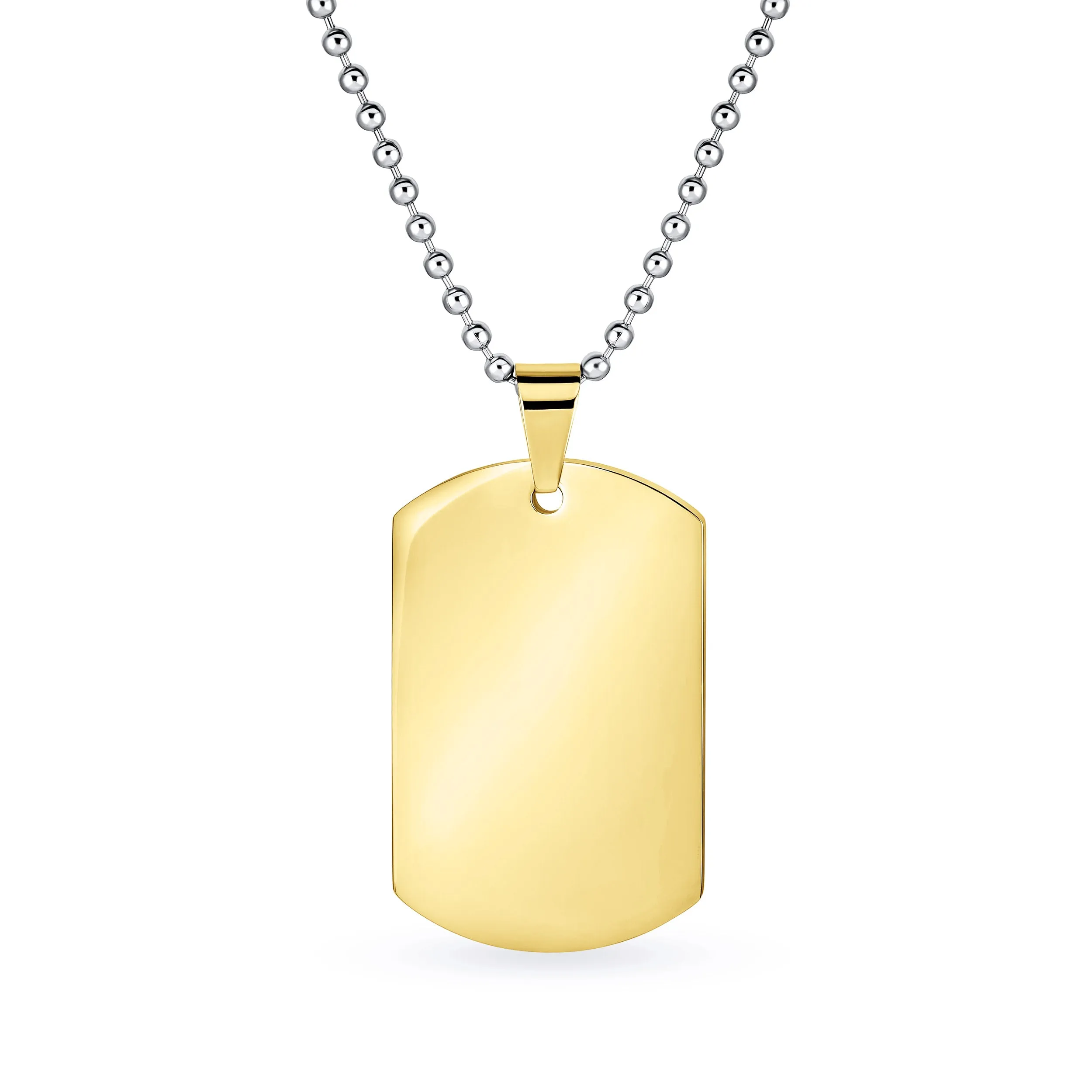X-Large Men's Military Dog Tag Pendant Necklace Black Gold Silver 24" Chain