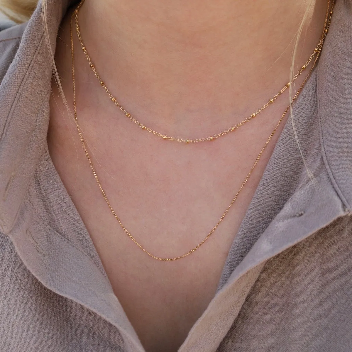 Yellow Gold-Filled 0.9mm Singapore Chain